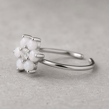 Stainless Steel Synthetic Opal Flower Lip Ring - Skin Metals