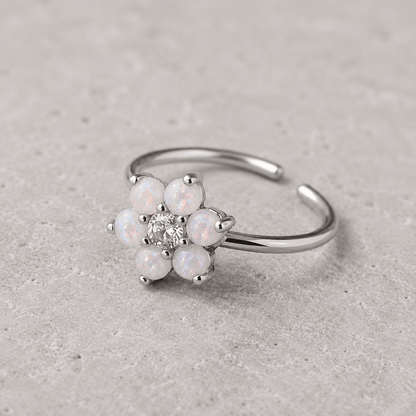 Stainless Steel Synthetic Opal Flower Lip Ring - Skin Metals