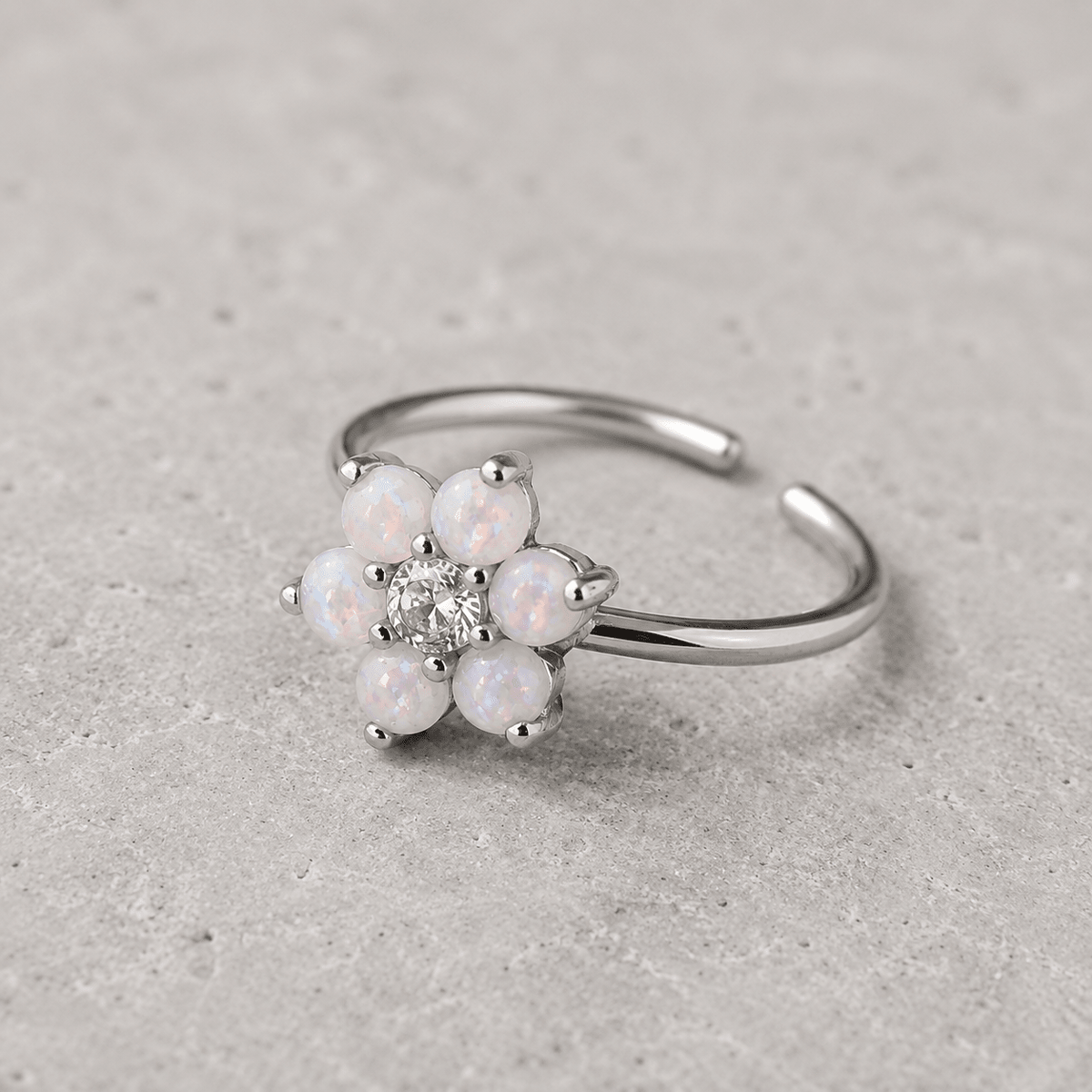 Stainless Steel Synthetic Opal Flower Nose Hoop / Cartilage Earring - Skin Metals