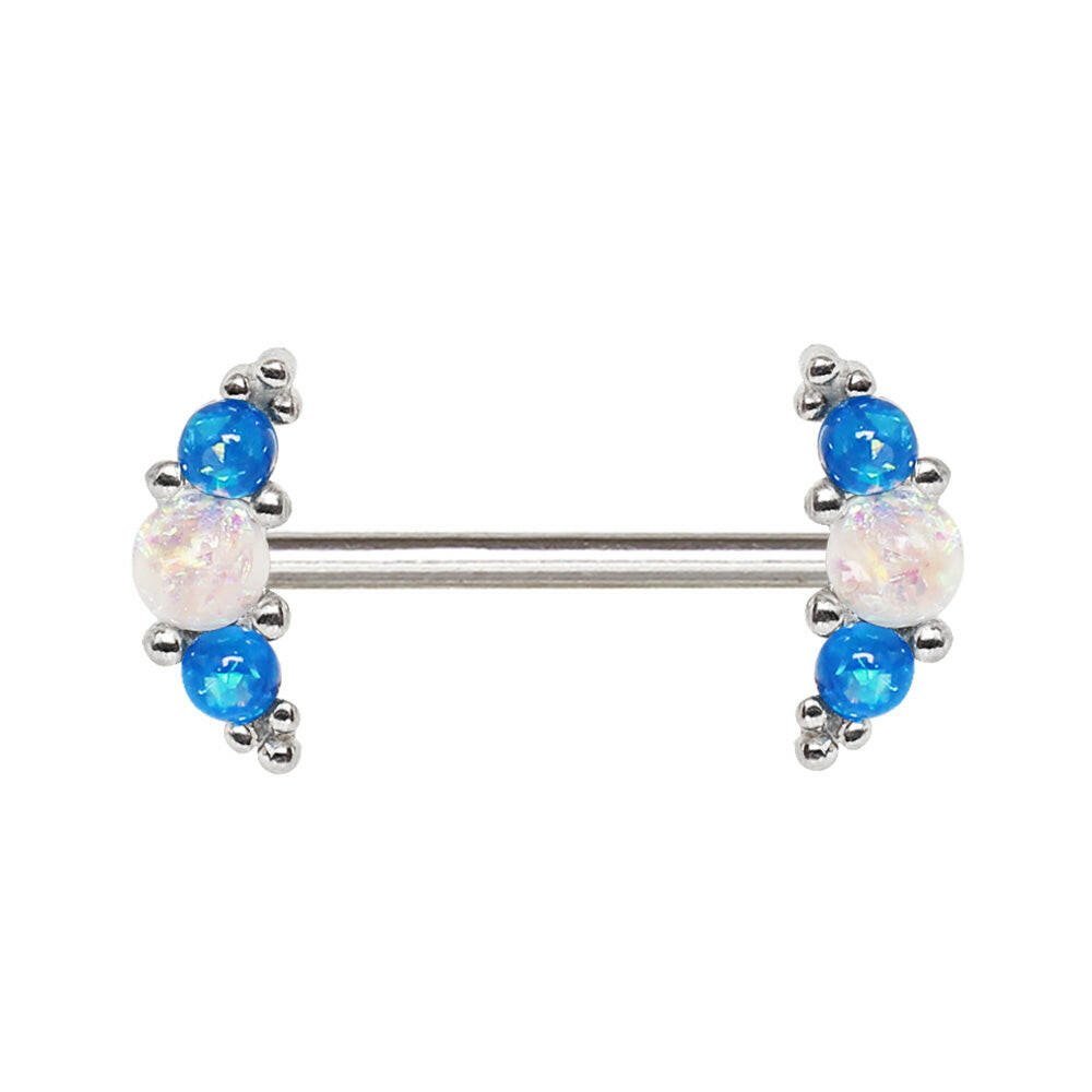 Stainless Steel Synthetic Opal Nipple Bar
