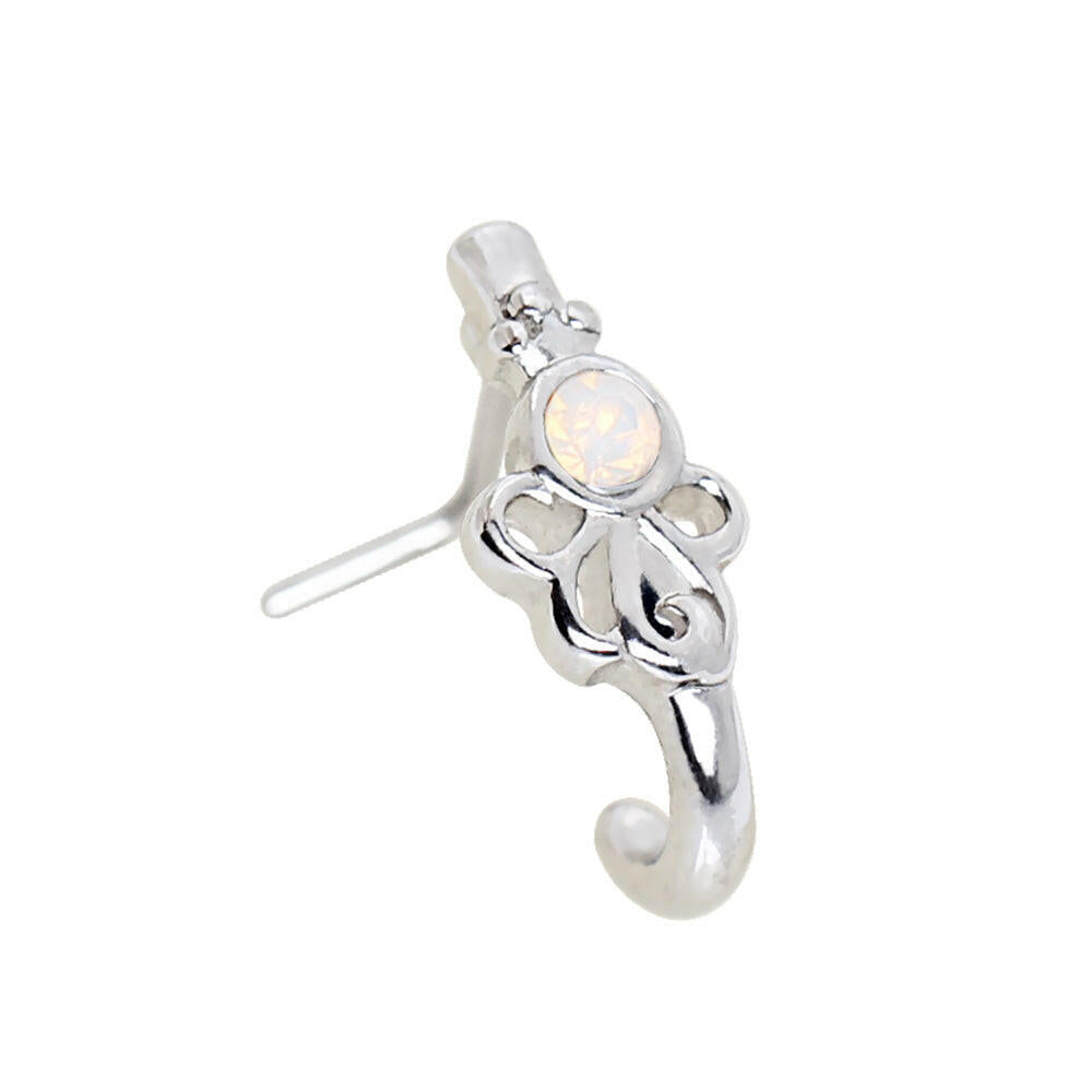 Stainless Steel Synthetic Opal Ribbon L Bend Half Nose Hoop