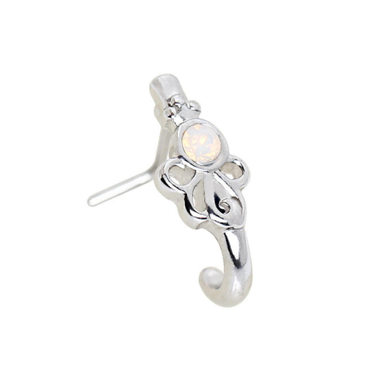 Stainless Steel Synthetic Opal Ribbon L Bend Half Nose Hoop