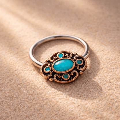 Stainless Steel Teal Ornate Bead Snap-in Captive Bead Ring / Septum Ring Septum Ring Impulse Piercings