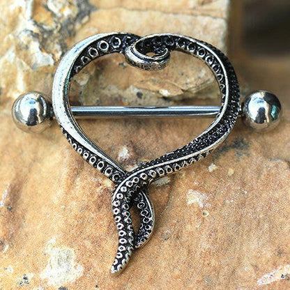 Stainless Steel Tentacle Heart Nipple Shield Nipple Ring Impulse Piercings