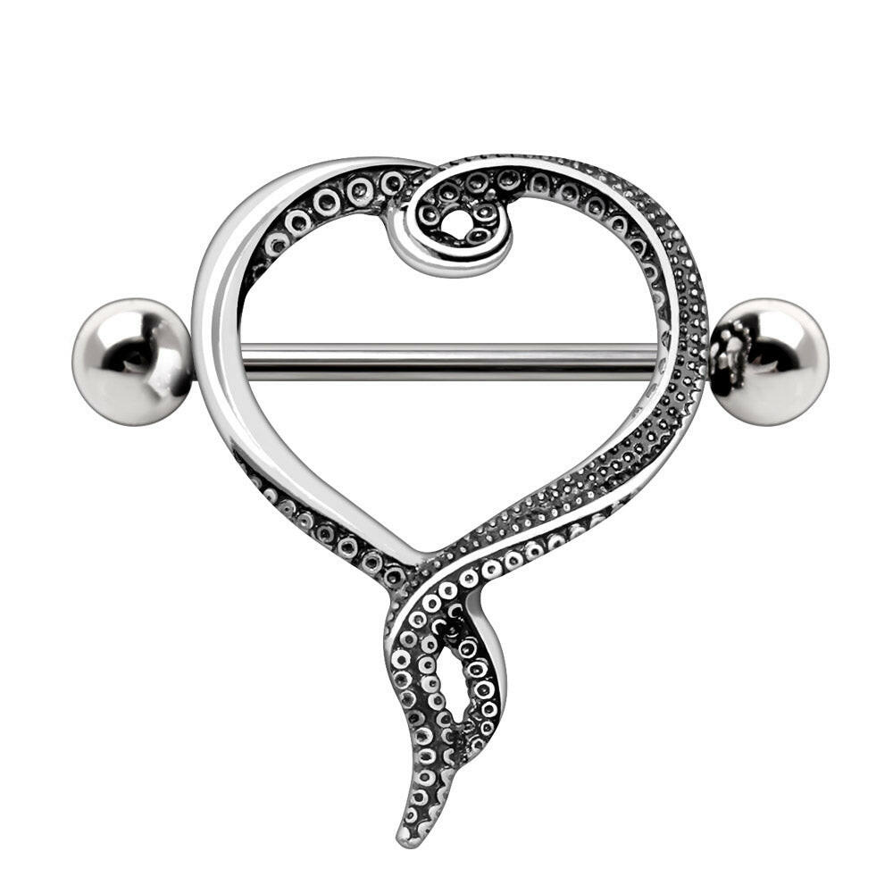 Stainless Steel Tentacle Heart Nipple Shield Nipple Ring Impulse Piercings