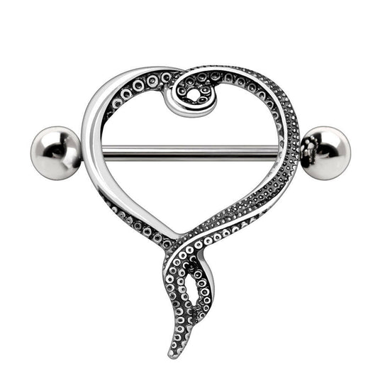 Stainless Steel Tentacle Heart Nipple Shield Nipple Ring Impulse Piercings