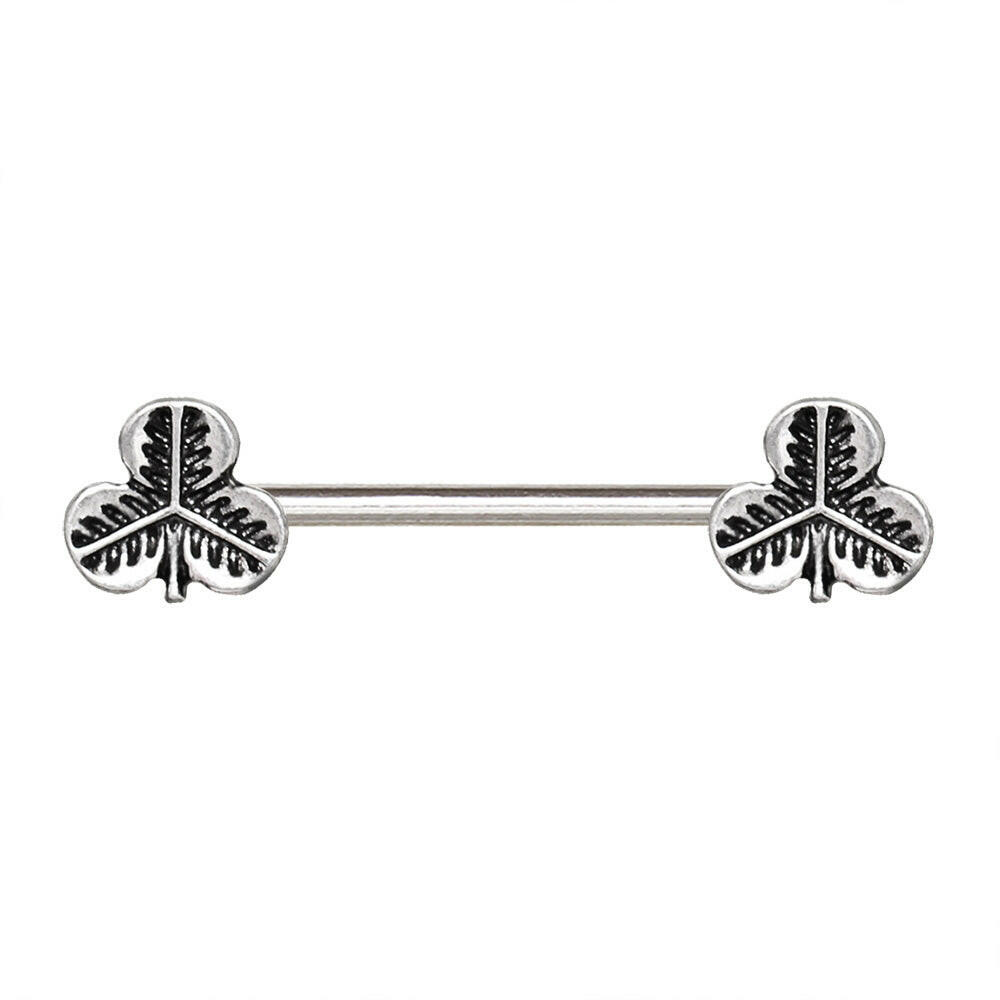 Stainless Steel Three Leaf Nipple Bar Nipple Ring Impulse Piercings