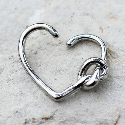 Stainless Steel Tied Knot Heart Seamless Ring / Cartilage Earring Cartilage Earring Impulse Piercings