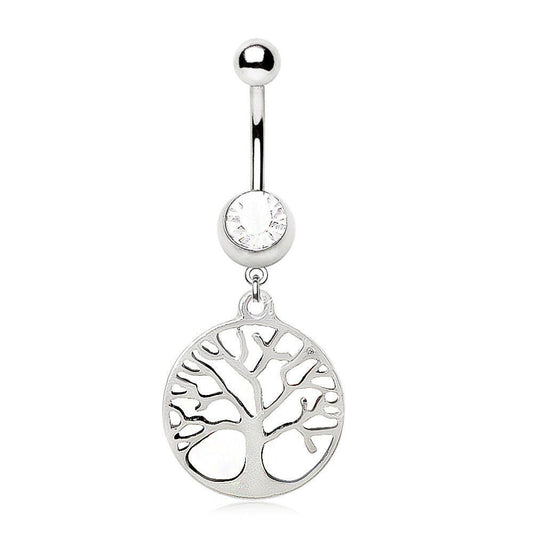 Stainless Steel Tree of Life Dangle Navel Ring