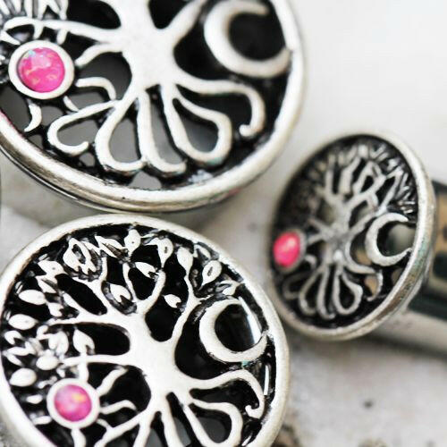 Stainless Steel Tree of Life Tunnel Plug with Sun & Moon Plugs Impulse Piercings