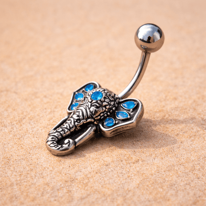 Stainless Steel Tribal Elephant Head Navel Ring Navel Ring Skin Metals