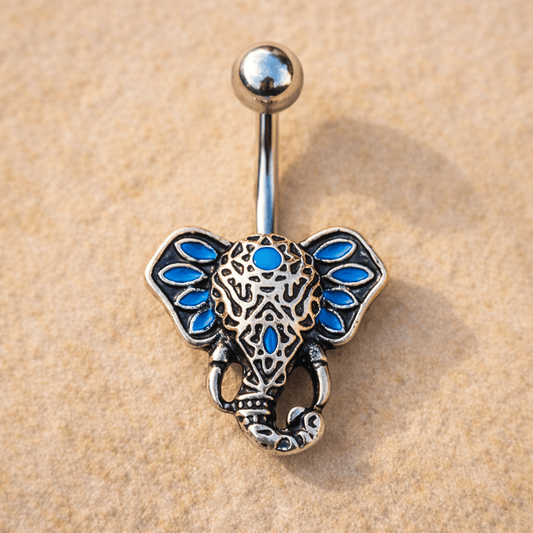 Stainless Steel Tribal Elephant Head Navel Ring Navel Ring Skin Metals