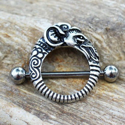 Stainless Steel Tribal Elephant Nipple Shield Nipple Ring Impulse Piercings