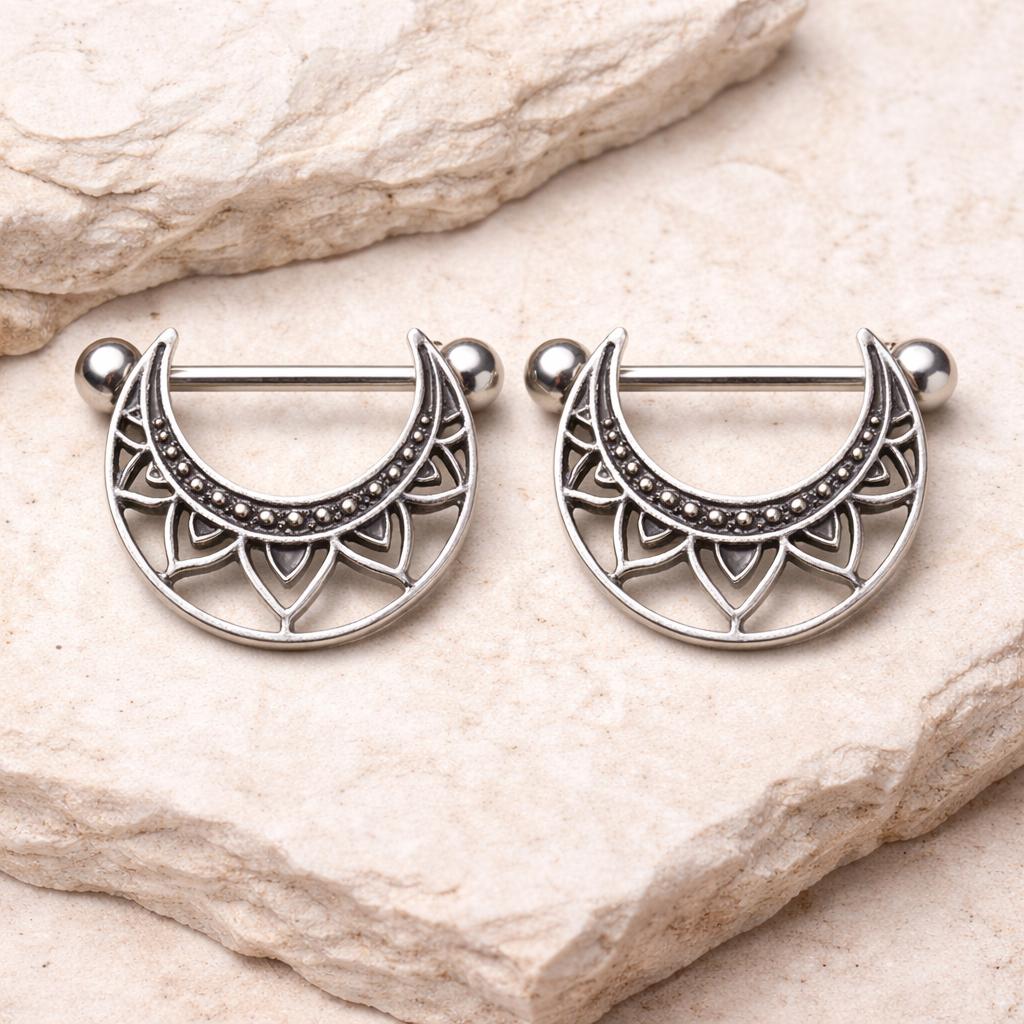 Stainless Steel Tribal Nipple Shield Nipple Ring Skin Metals