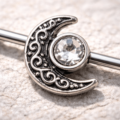 Stainless Steel Tribal Sun and Moon Industrial Barbell - Skin Metals