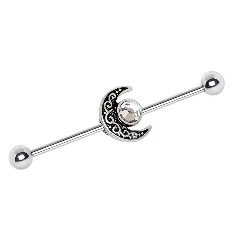 Stainless Steel Tribal Sun and Moon Industrial Barbell Industrial Barbell Impulse Piercings