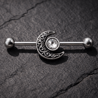 Stainless Steel Tribal Sun and Moon Industrial Barbell - Skin Metals