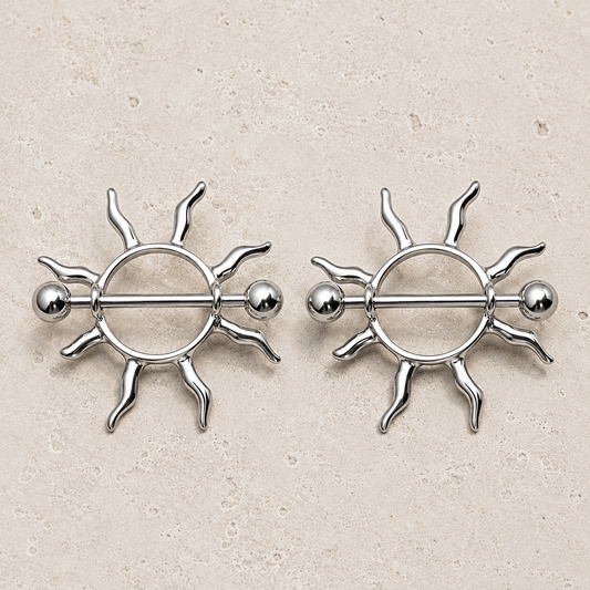 Stainless Steel Tribal Sun Nipple Shield - Skin Metals
