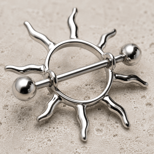 Stainless Steel Tribal Sun Nipple Shield - Skin Metals