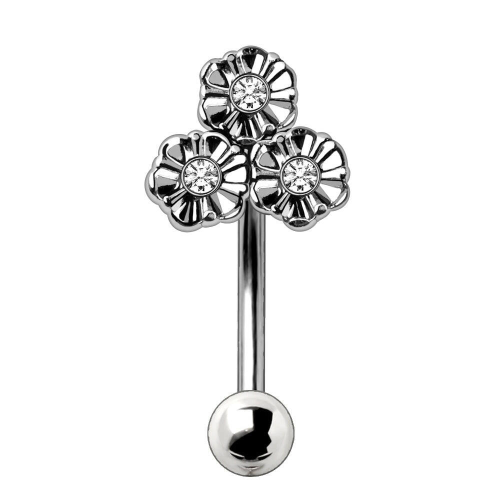 Stainless Steel Triple Dazzling Flower Eyebrow Ring Eyebrow Ring Impulse Piercings