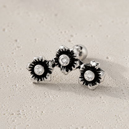 Stainless Steel Triple Flower Cartilage Earring