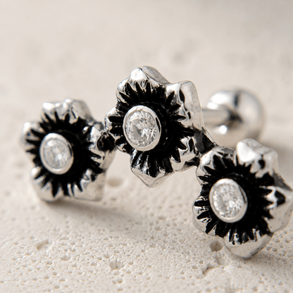 Stainless Steel Triple Flower Cartilage Earring