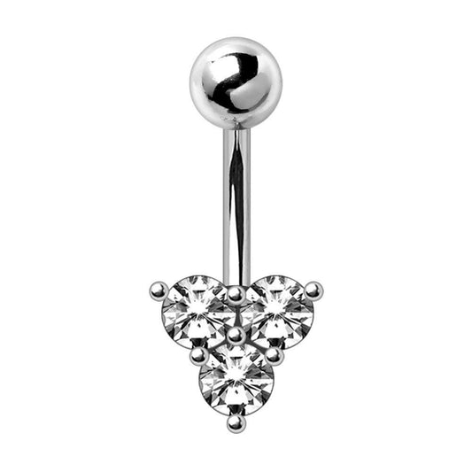 Stainless Steel Triple Gem Navel Ring Navel Ring Impulse Piercings