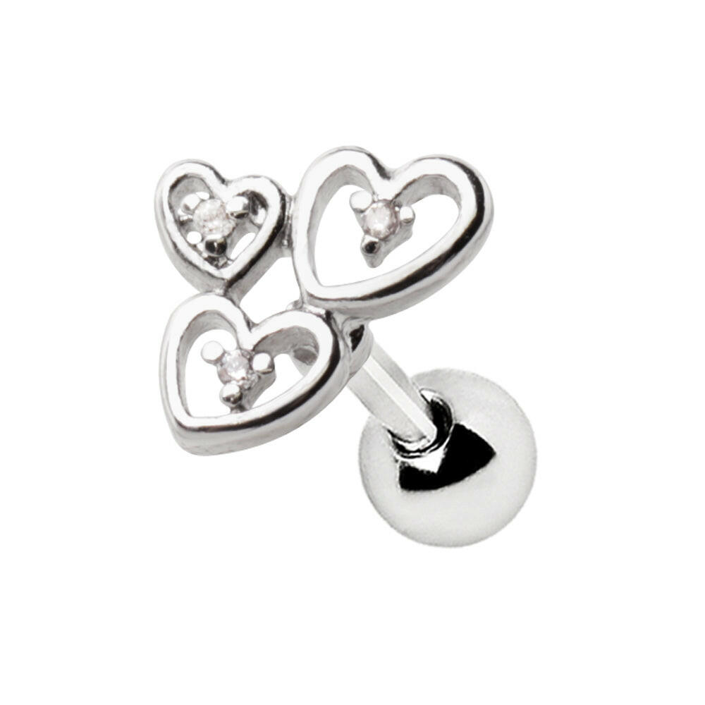 Stainless Steel Triple Lovely Heart Cartilage Earring Cartilage Earring Impulse Piercings