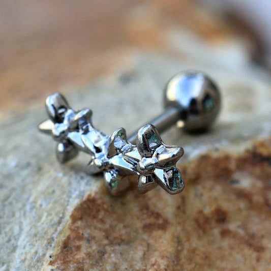 Stainless Steel Triple Star Flower Cartilage Earring