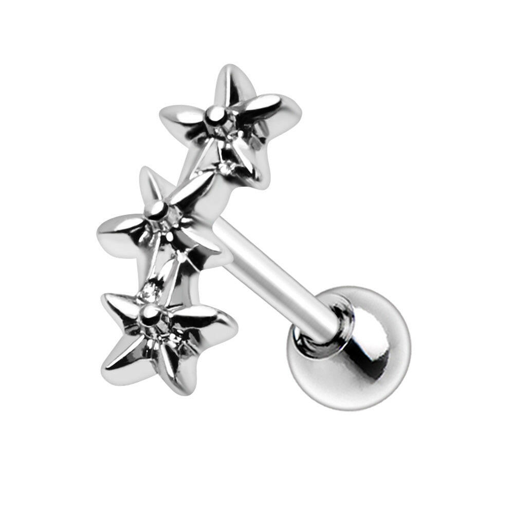 Stainless Steel Triple Star Flower Cartilage Earring Cartilage Earring Impulse Piercings