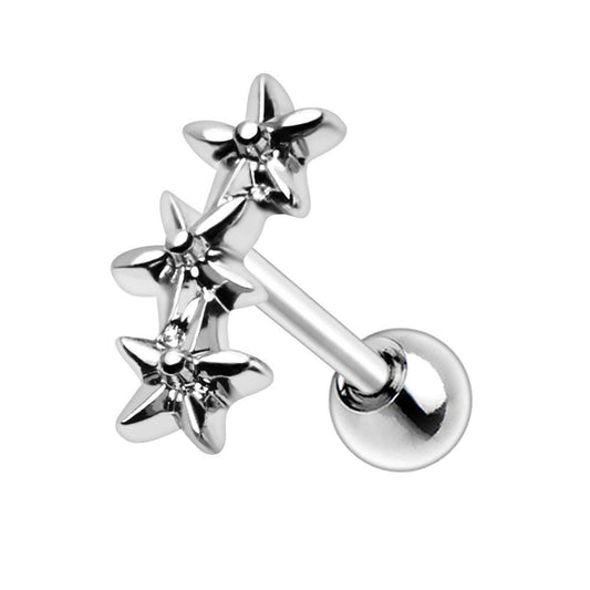 Stainless Steel Triple Star Flower Cartilage Earring