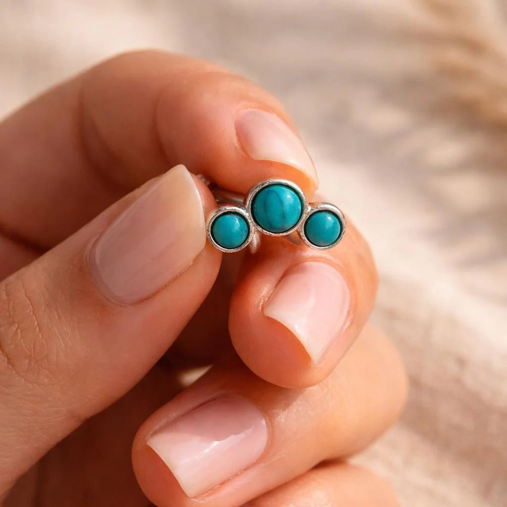 Stainless Steel Triple Turquoise Cartilage Earring Cartilage Earring Skin Metals