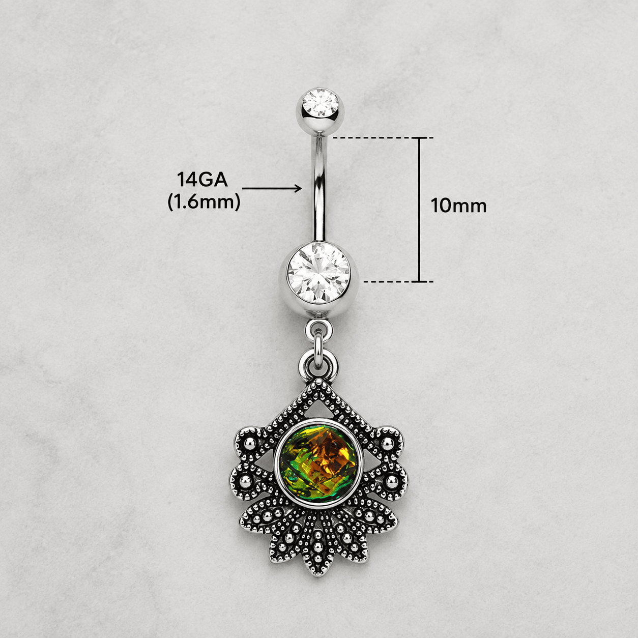 Stainless Steel Tropical Flower Dangle Navel Ring - Skin Metals