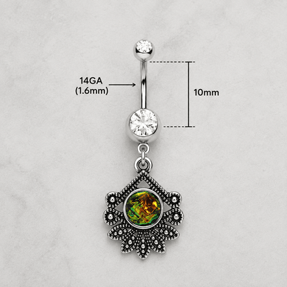 Stainless Steel Tropical Flower Dangle Navel Ring - Skin Metals