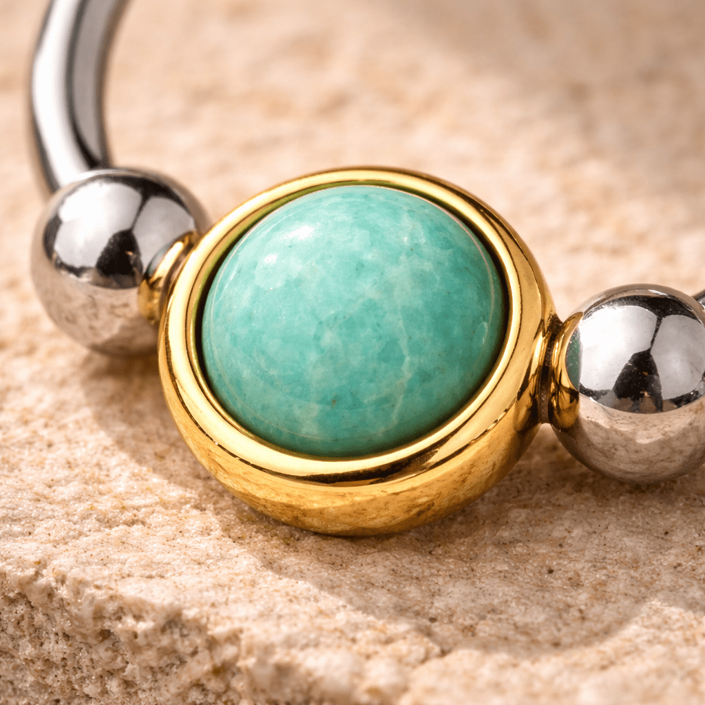 Stainless Steel Turquoise Snap-In Captive Bead Ring / Septum Ring Captive Bead Impulse Piercings