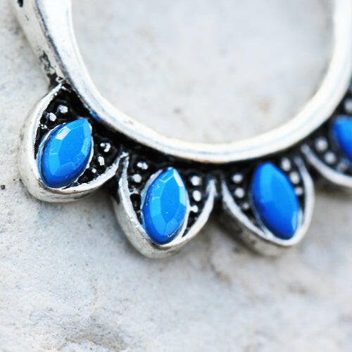 Stainless Steel Turquoise Tribal Nipple Clicker Ring Septum Ring Impulse Piercings