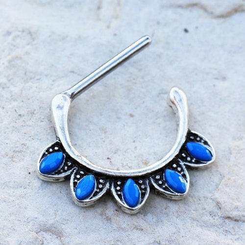 Turquoise Dangle Tribal Clicker Ring