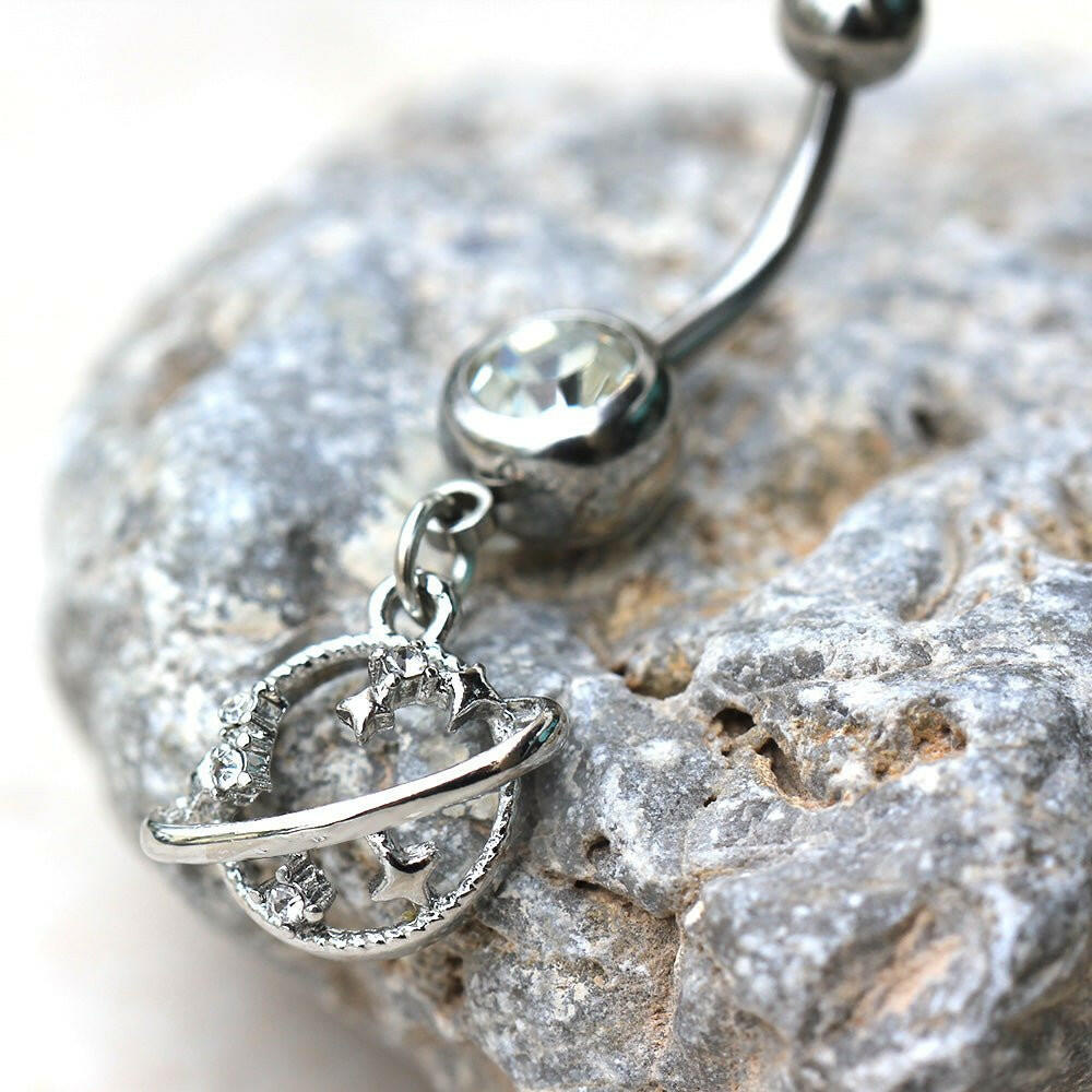 Stainless Steel Universe Dangle Navel Ring