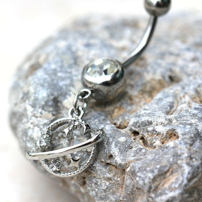 Stainless Steel Universe Dangle Navel Ring