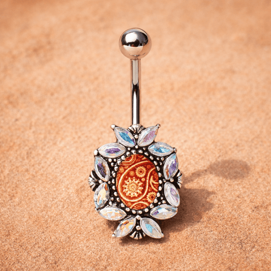 Stainless Steel Victorian Floral Navel Ring Navel Ring Impulse Piercings