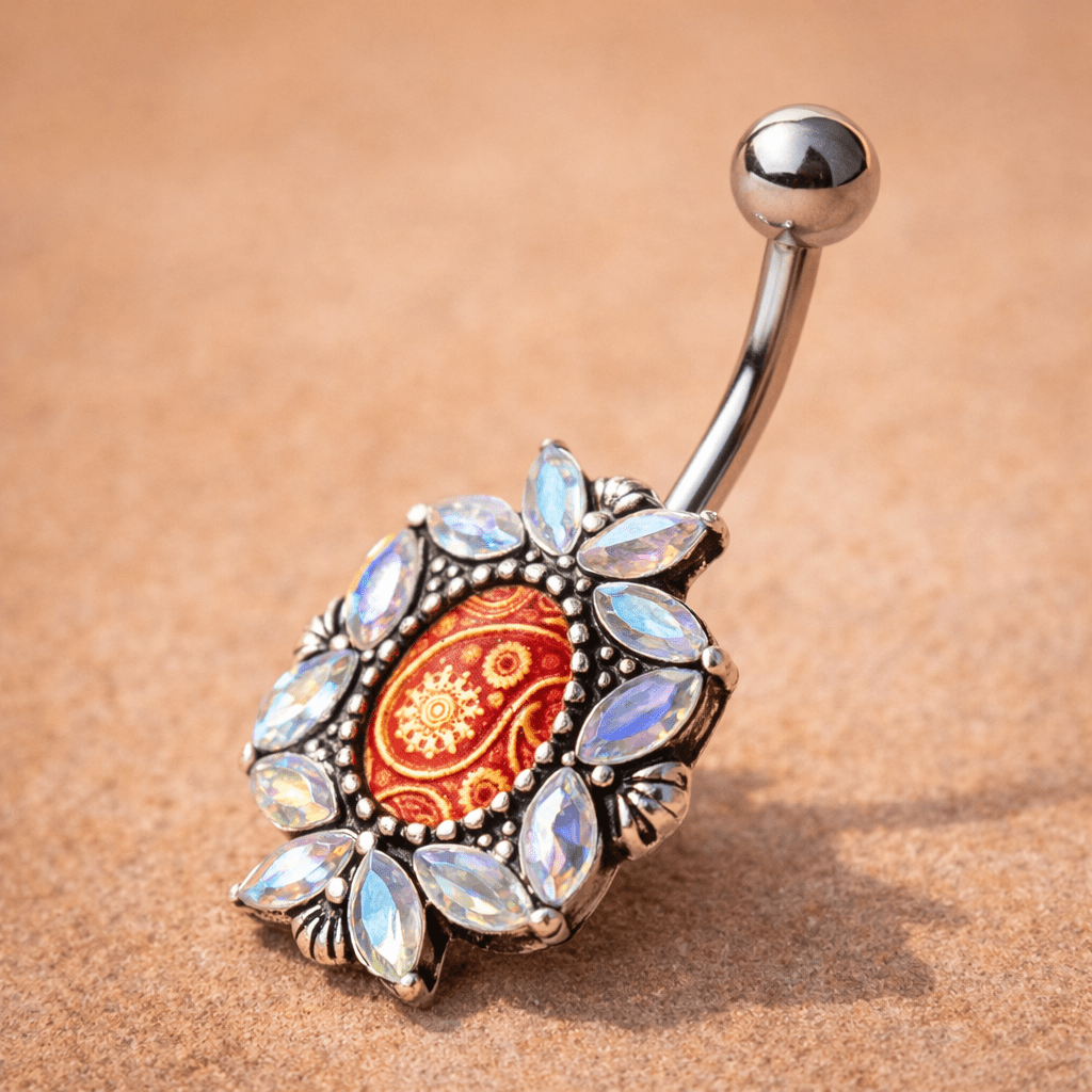 Stainless Steel Victorian Floral Navel Ring Navel Ring Impulse Piercings