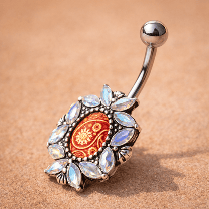 Stainless Steel Victorian Floral Navel Ring Navel Ring Impulse Piercings