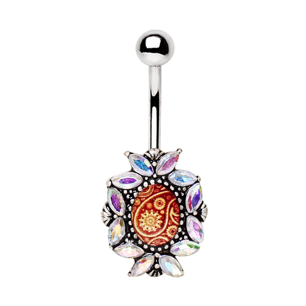 Stainless Steel Victorian Floral Navel Ring - Skin Metals