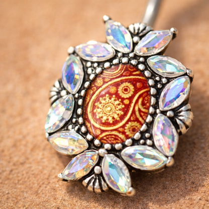 Stainless Steel Victorian Floral Navel Ring Navel Ring Impulse Piercings