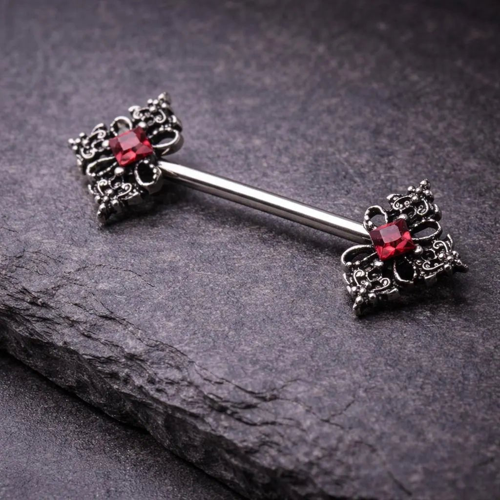 Stainless Steel Vintage Style Ornate Nipple Bar Nipple Ring Skin Metals
