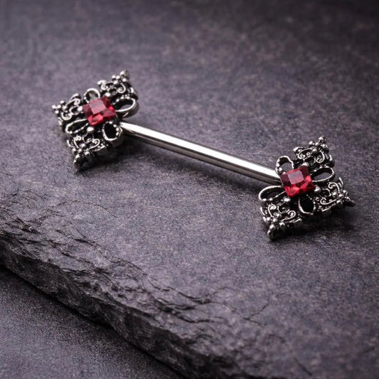 Stainless Steel Vintage Style Ornate Nipple Bar Nipple Ring Skin Metals