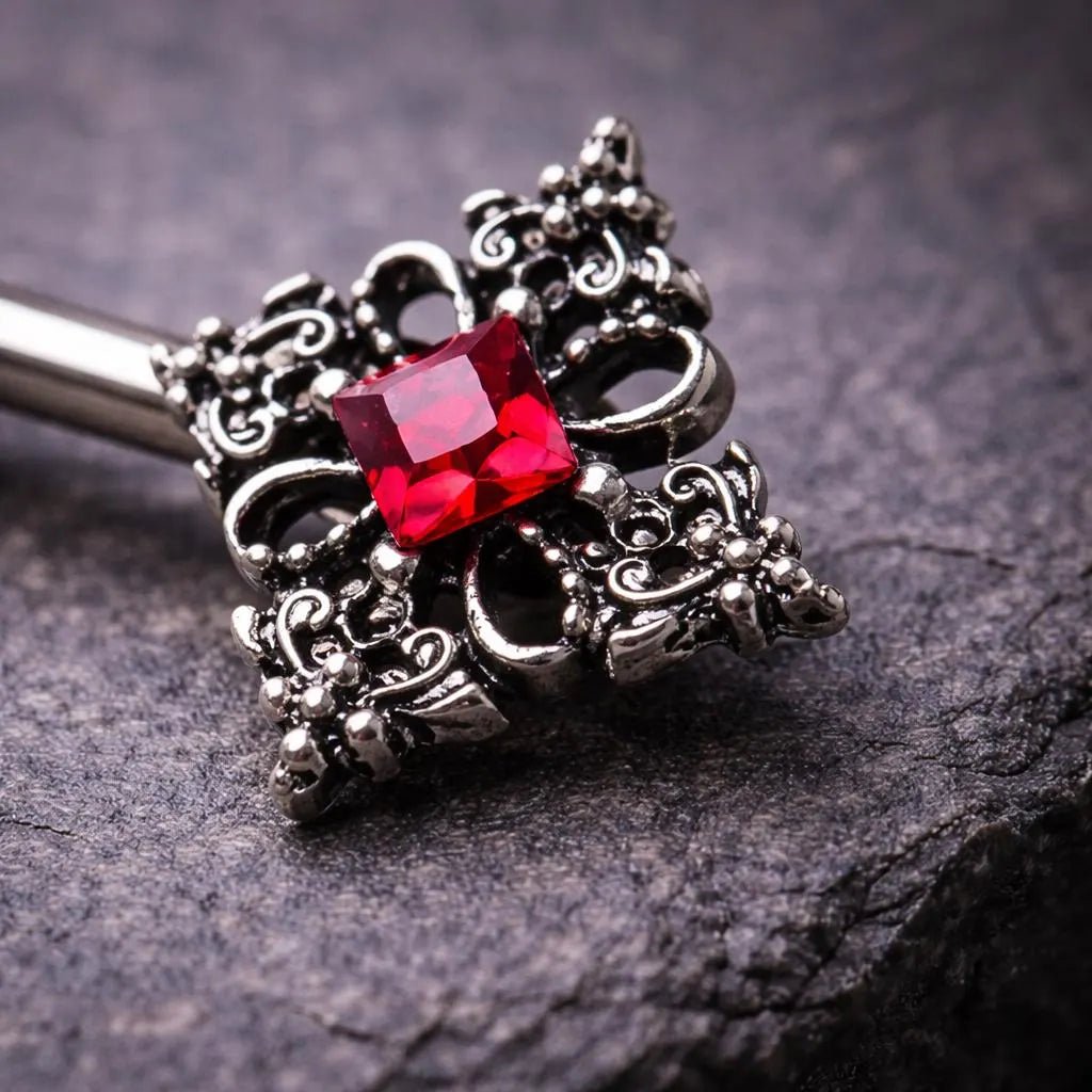 Stainless Steel Vintage Style Ornate Nipple Bar Nipple Ring Skin Metals