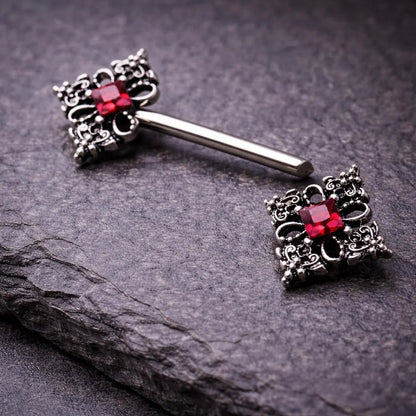 Stainless Steel Vintage Style Ornate Nipple Bar Nipple Ring Skin Metals