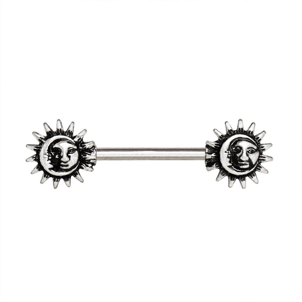 Stainless Steel Vintage Sun and Moon Nipple Bar Nipple Ring Impulse Piercings