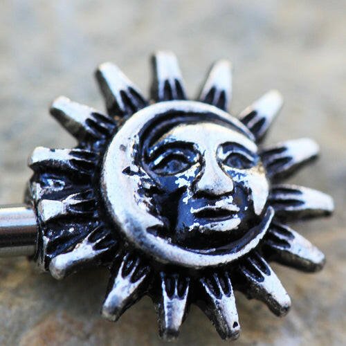 Stainless Steel Vintage Sun and Moon Nipple Bar Nipple Ring Impulse Piercings